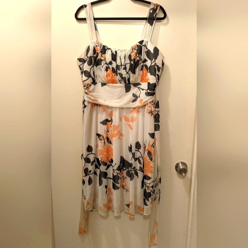Floral White and Orange Women's Dress